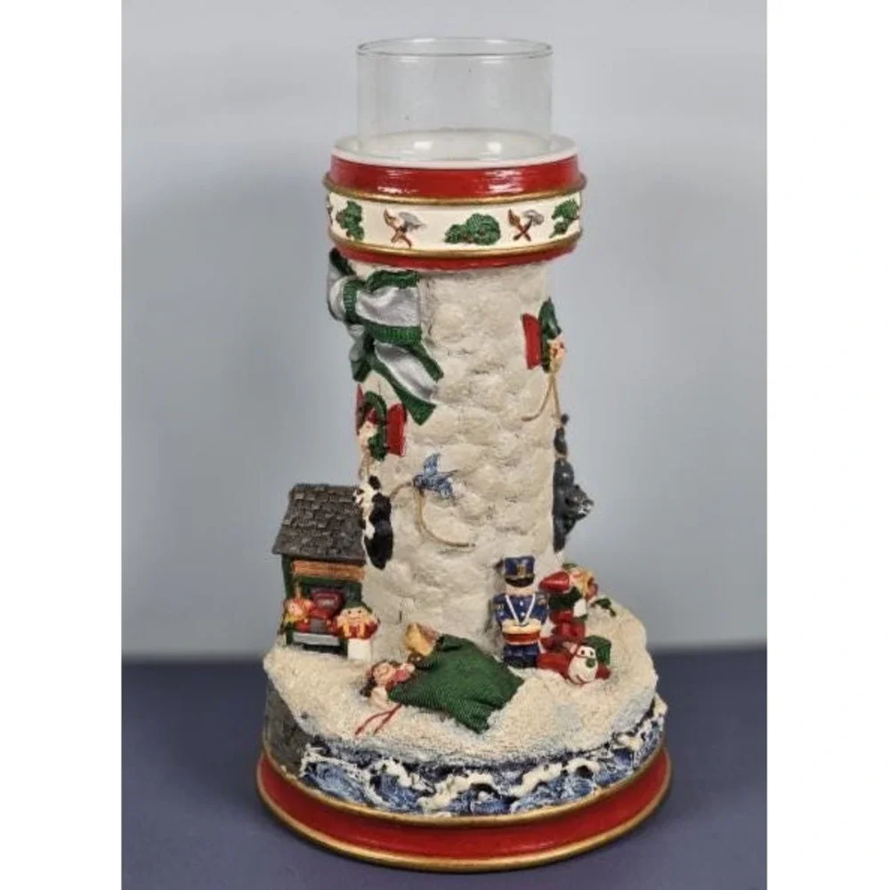 Danbury Mint Cheryl Collins Lighthouse Santa Elves Figurine w COA